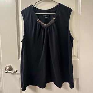 Croft & Barrow Women's Black Embellished Tank Top
